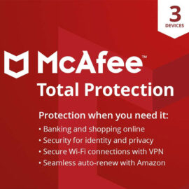 אנטי וירוס McAfee Total Protection 2020 כולל מנוי ל- 5 שנים עבור מחשב אחד