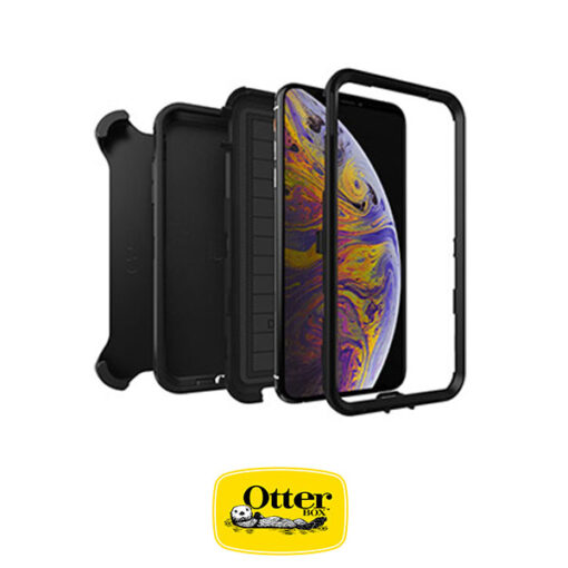 כיסוי OtterBox Defender שחור לאייפון XS - מגן 3 שכבות החזק בעולם כולל מנשא חגורה