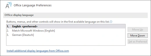 הגדרת שפת התצוגה ב־Microsoft Office באנגלית